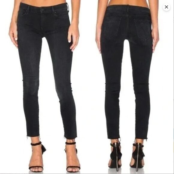 MOTHER Denim Looker Ankle Fray Hem Low Rise Skinny Jeans | Blackbird blue | 24 - Picture 1 of 16